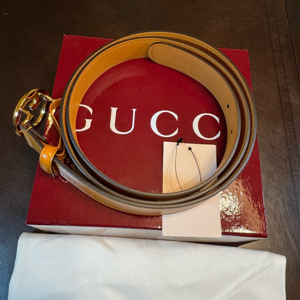 New Gucci GG Logo Buckle Brown Belt Size 48 / 120 cm Fits a Waist 44 - 48 - Picture 6 of 13
